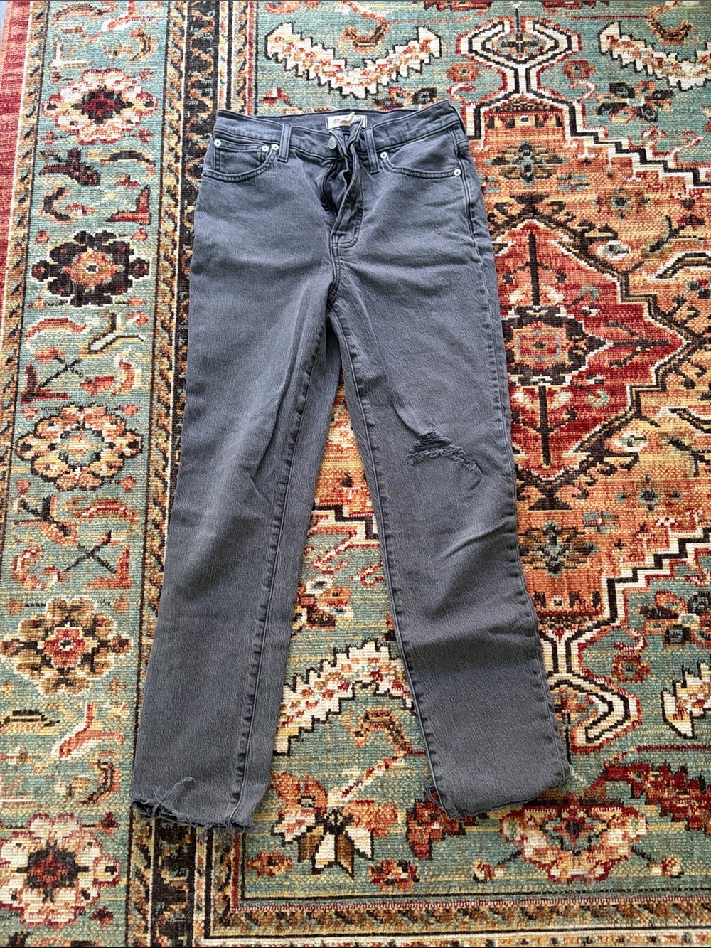 Madewell Straight-Leg Gray Distressed Jeans